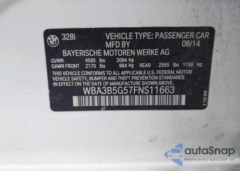2015 BMW 328I xDrive from USA, damaged, VIN WBA3B5G57FNS11663